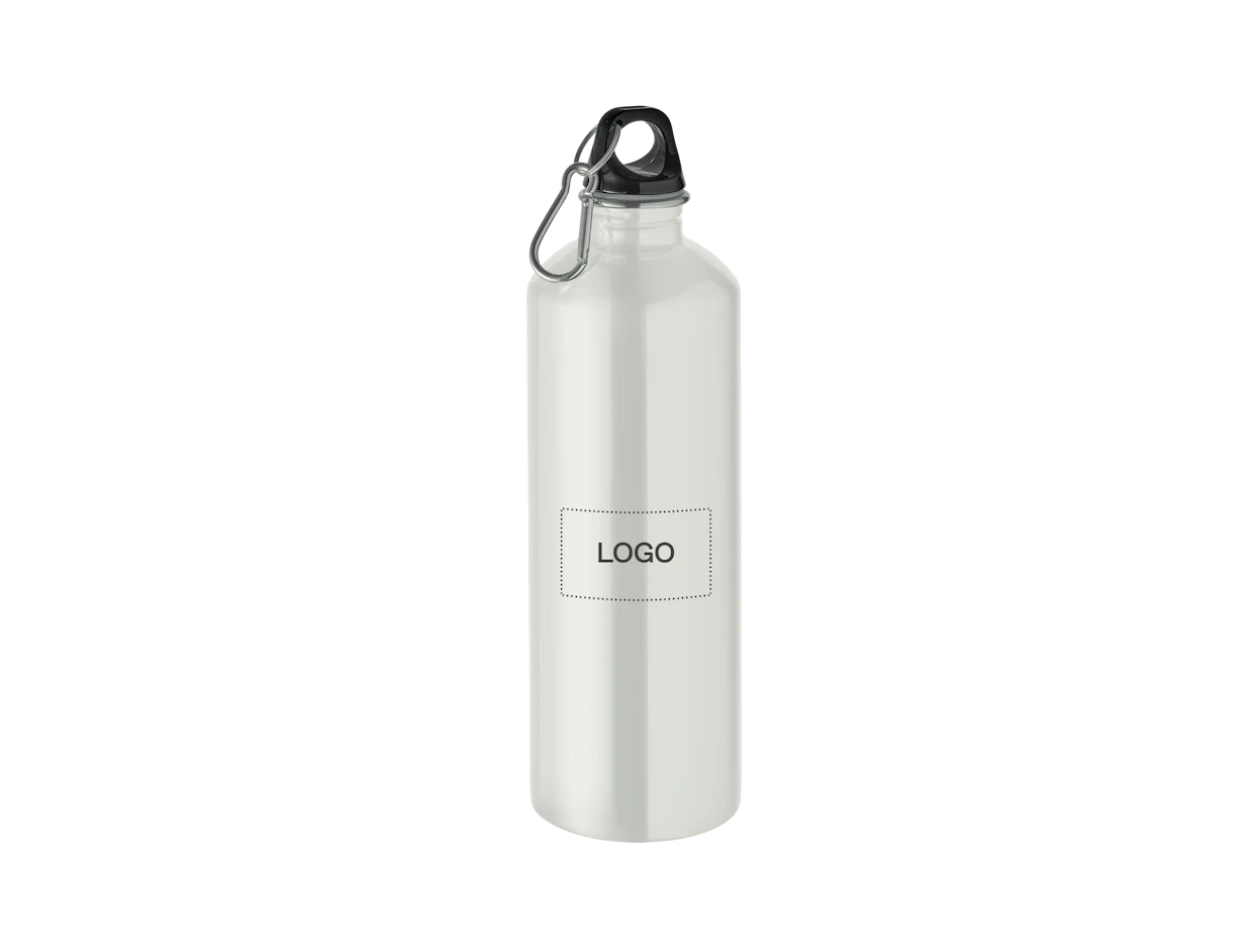 Individuelle einwandige Flasche aus recyceltem Edelstahl 1000 ml mit Karabiner 1