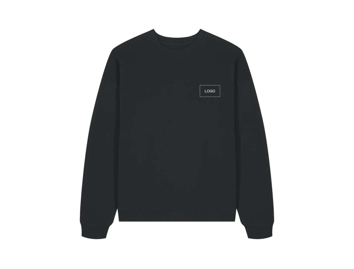 Sweats sans capuche oversize unisexe en coton biologique personnalisé 1