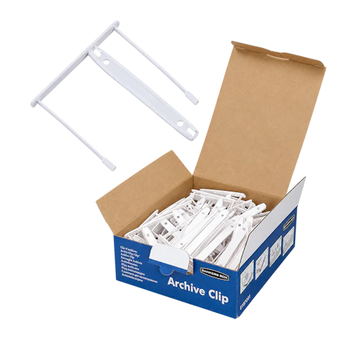 Clips d'archivage Fellowes 85 mm blancs (50 pcs)