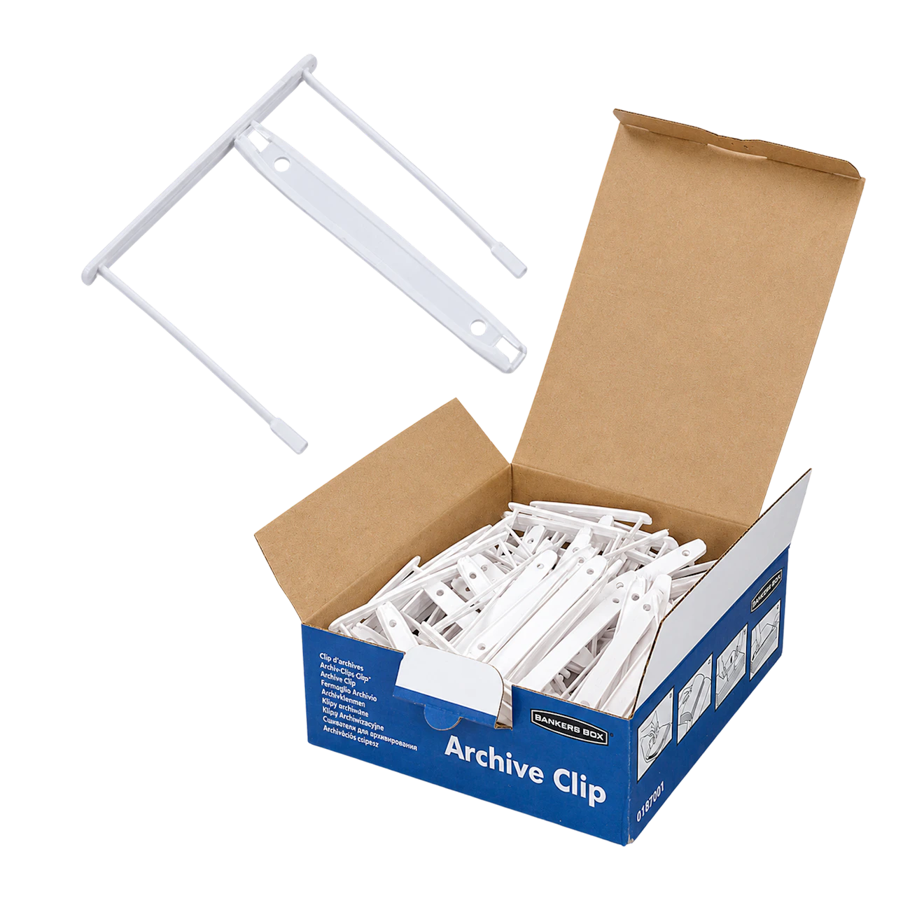 Clips d'archivage Fellowes 85 mm blancs (50 pcs)