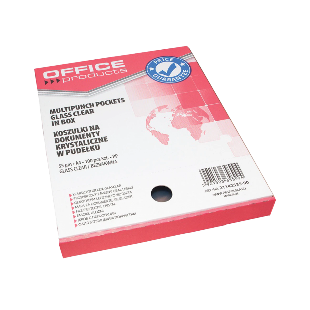 Kieszonki dziurkowane OFFICE PRODUCTS, A4, 100 szt.