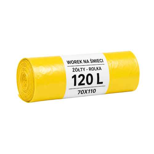 Sacchi per rifiuti 120 l 70 x 110 cm gialli in rotolo (25 pz)