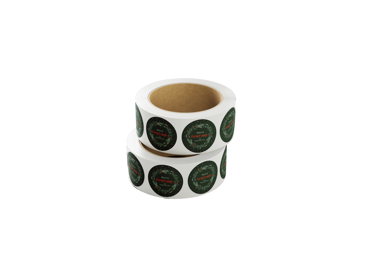 Custom Christmas Round Labels on a Roll 2