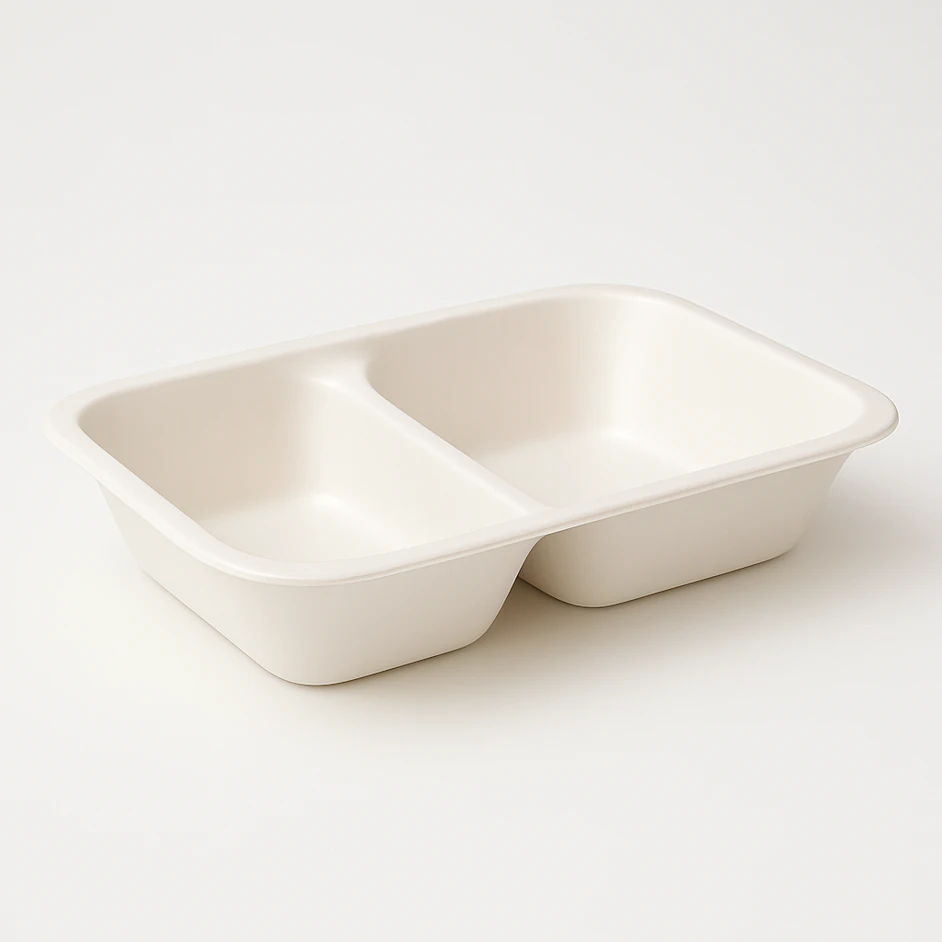Sealable Plastic Food Container, white, 2 partitions, 227x178x50 mm 1