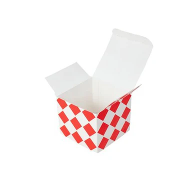 Hamburger box, red grid 100x100x90mm