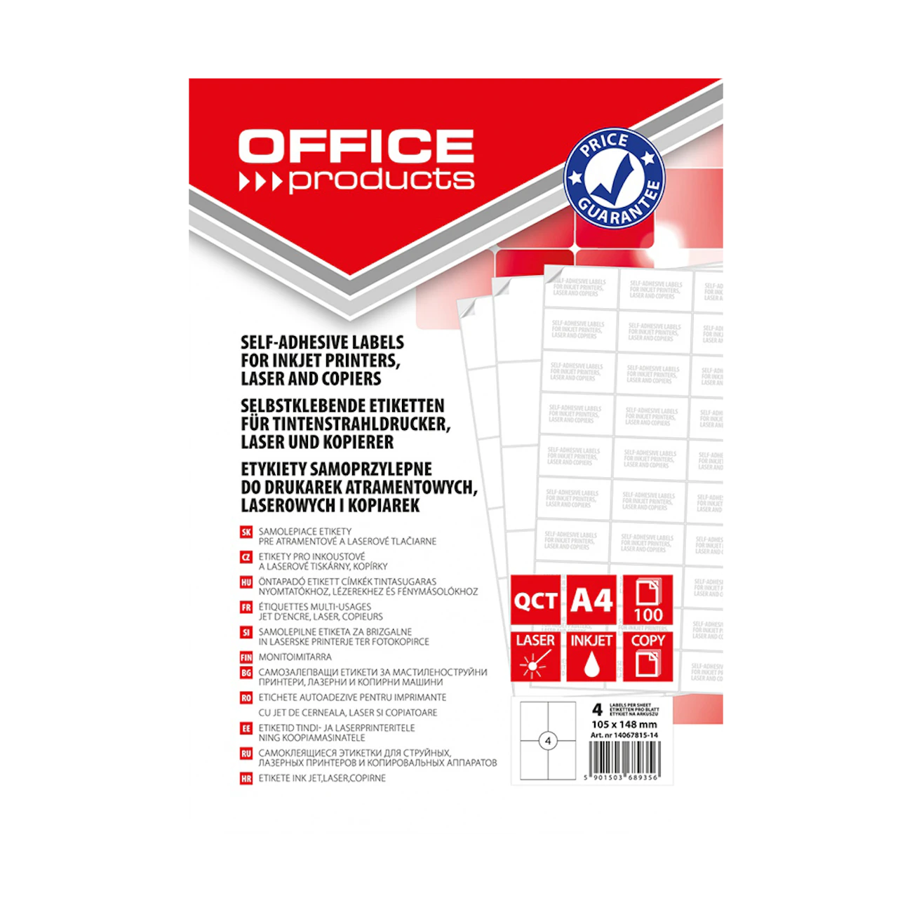 Etykiety samoprzylepne OFFICE PRODUCTS, 105 x 148 mm