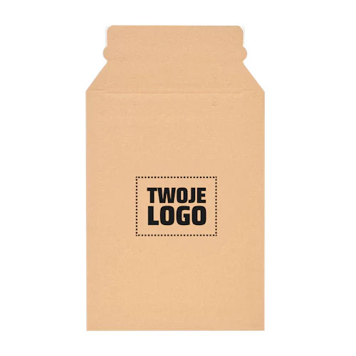 Koperta z tektury falistej z logo - brązowa