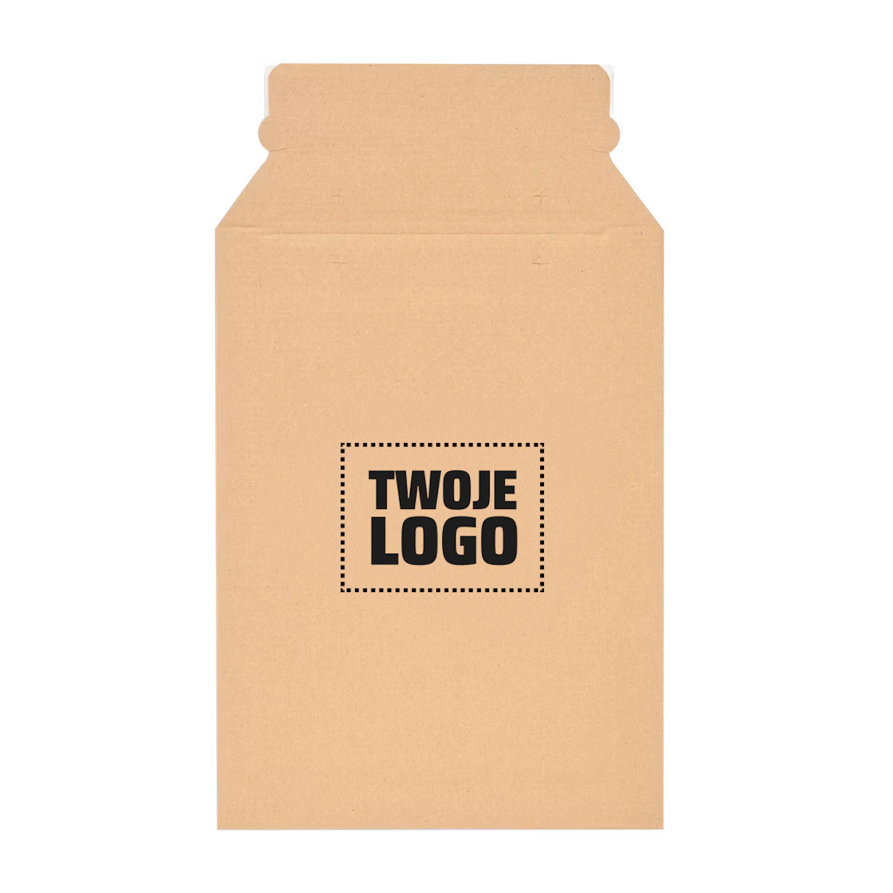 Koperta z tektury falistej z logo - brązowa