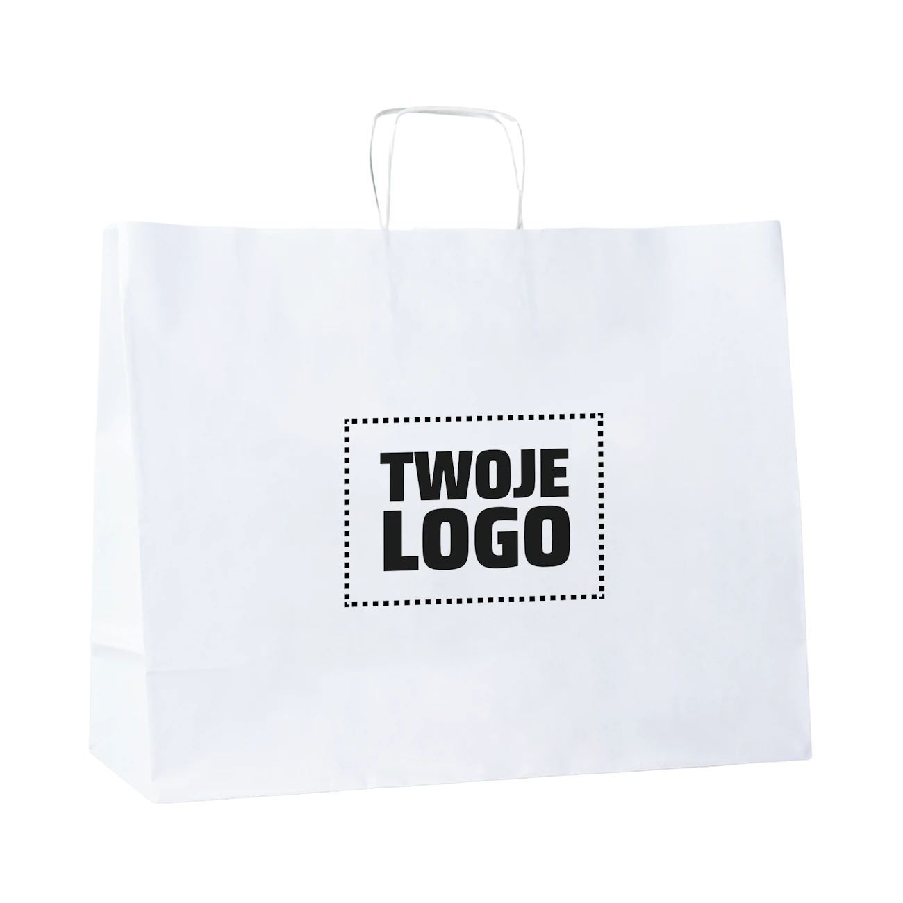 B107 Bolsa de papel con asa impresa - blanca