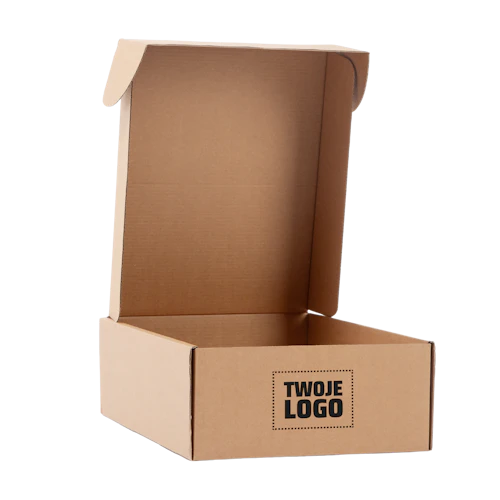 F112 Pudełko fasonowe 42.5×52×18cm Brązowe z logo