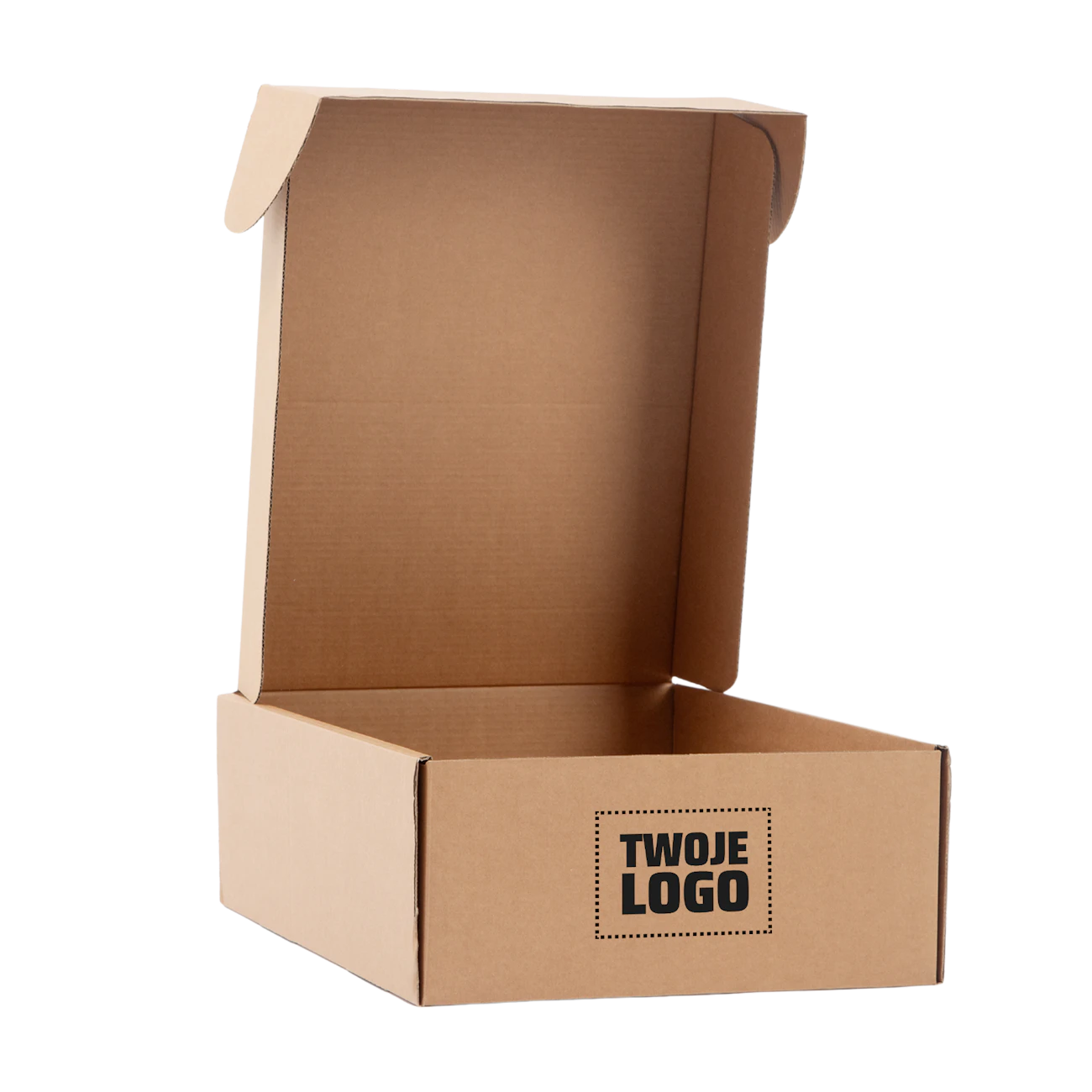 F112 Pudełko fasonowe 42.5×52×18cm Brązowe z logo