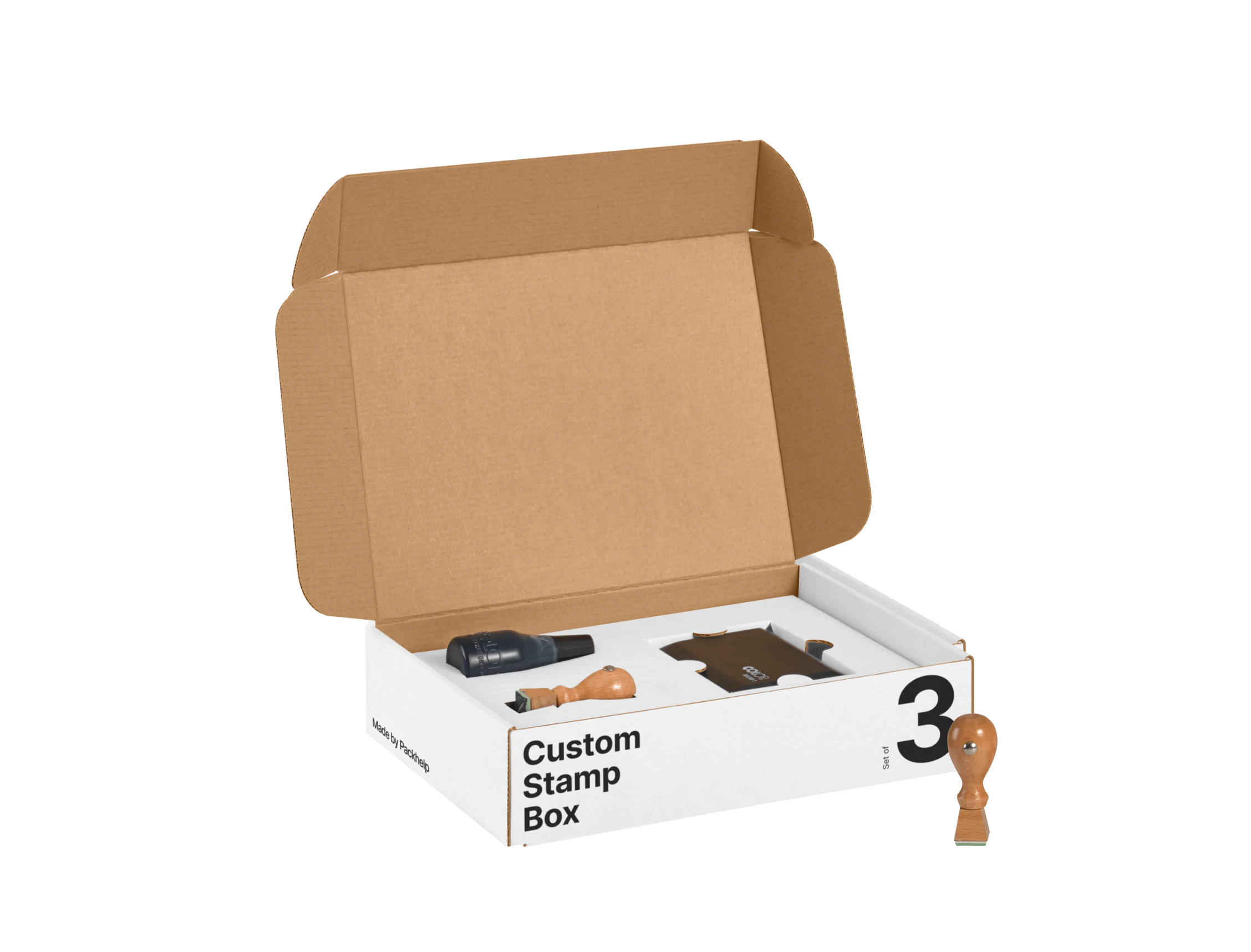Personalisierter Stempel mit Stempelkissen und Tintenflasche