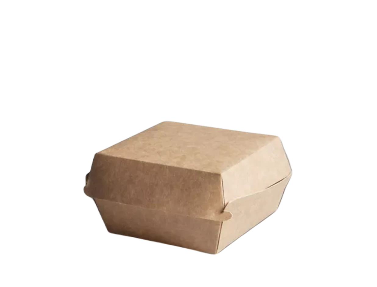 Papieren hamburgerdoos, bruin 150x150x90 mm 1