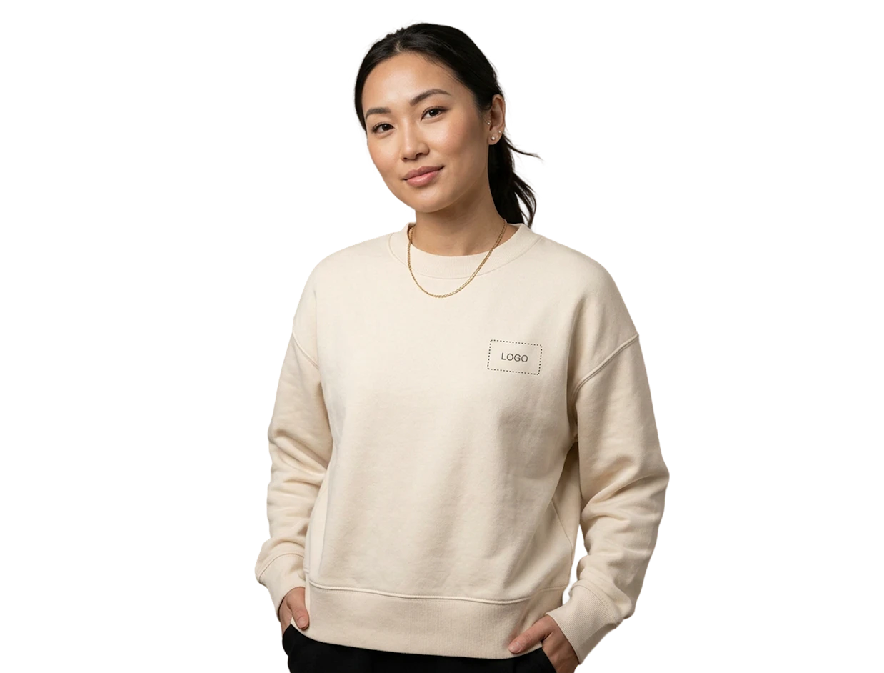 Sweats sans capuche oversize unisexe en coton biologique personnalisé 4