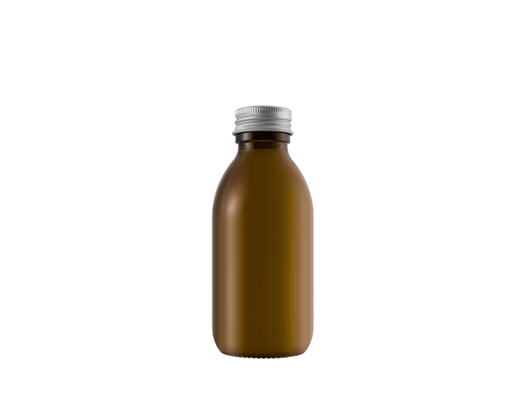 Botella de vidrio de 150 ml con tapón