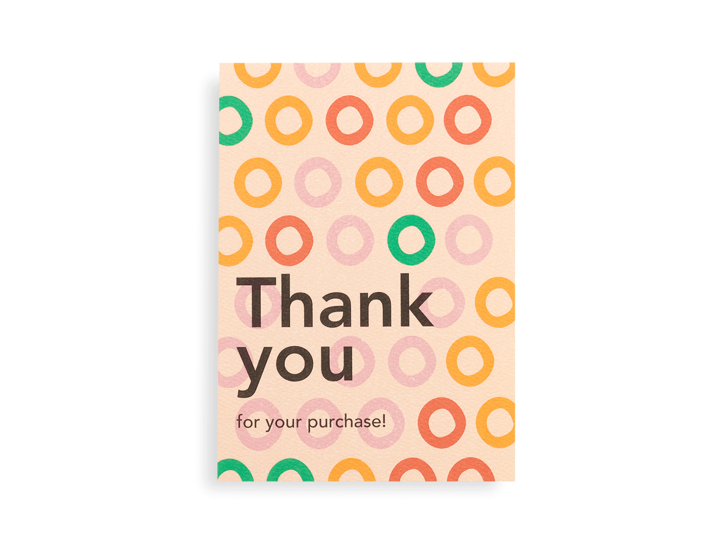 Pre-printed colour "Thank you" card