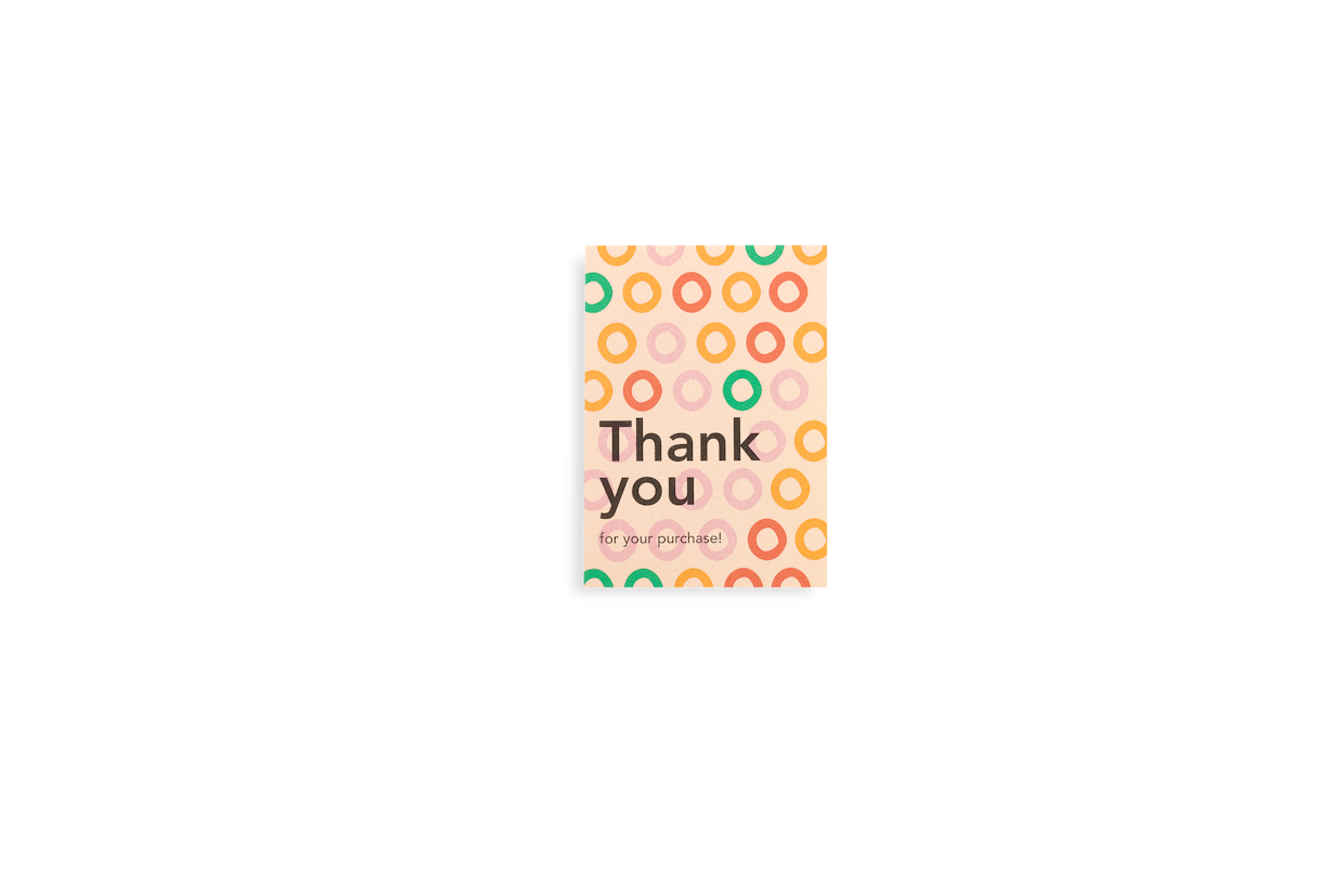 Bigliettino di ringraziamento prestampato a colori con stampa "Thank you"