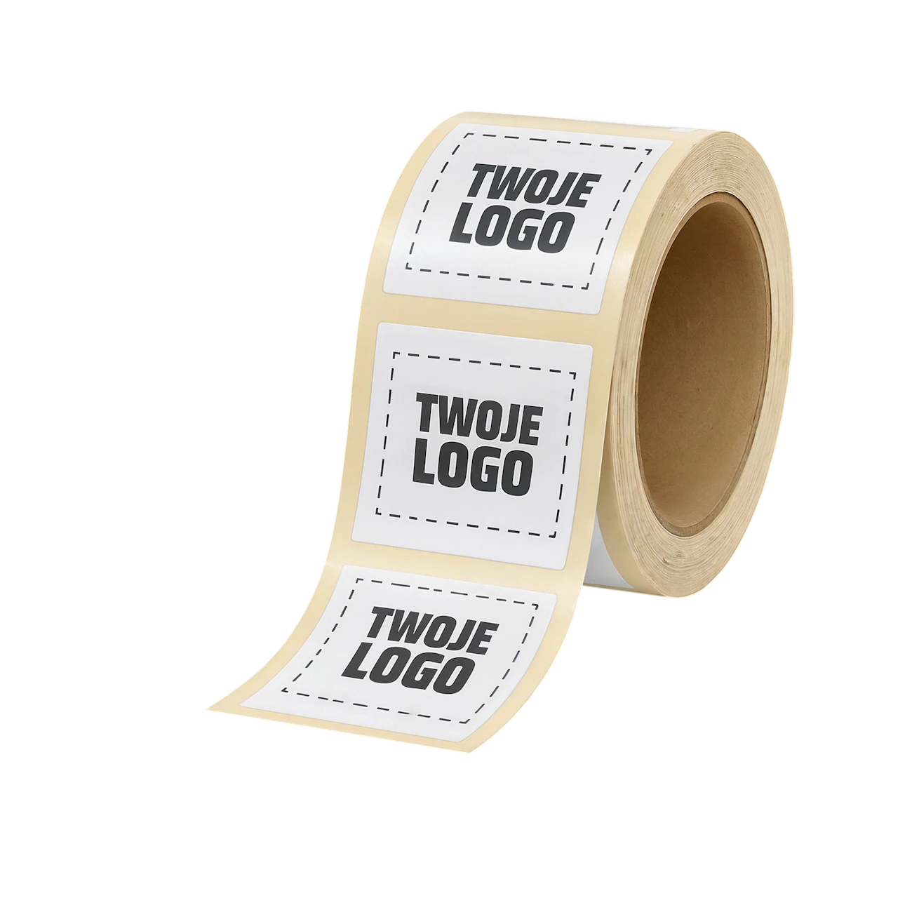 Prostokątne etykiety w rolce z logo