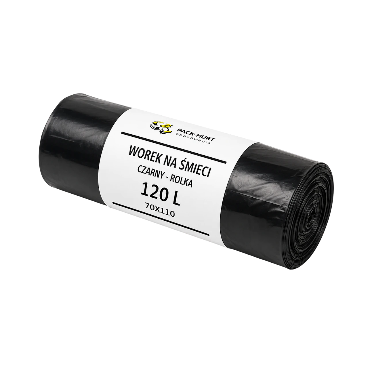 Пакети для сміття 120 л 70 x 110 см чорні у рулоні (25 шт.)