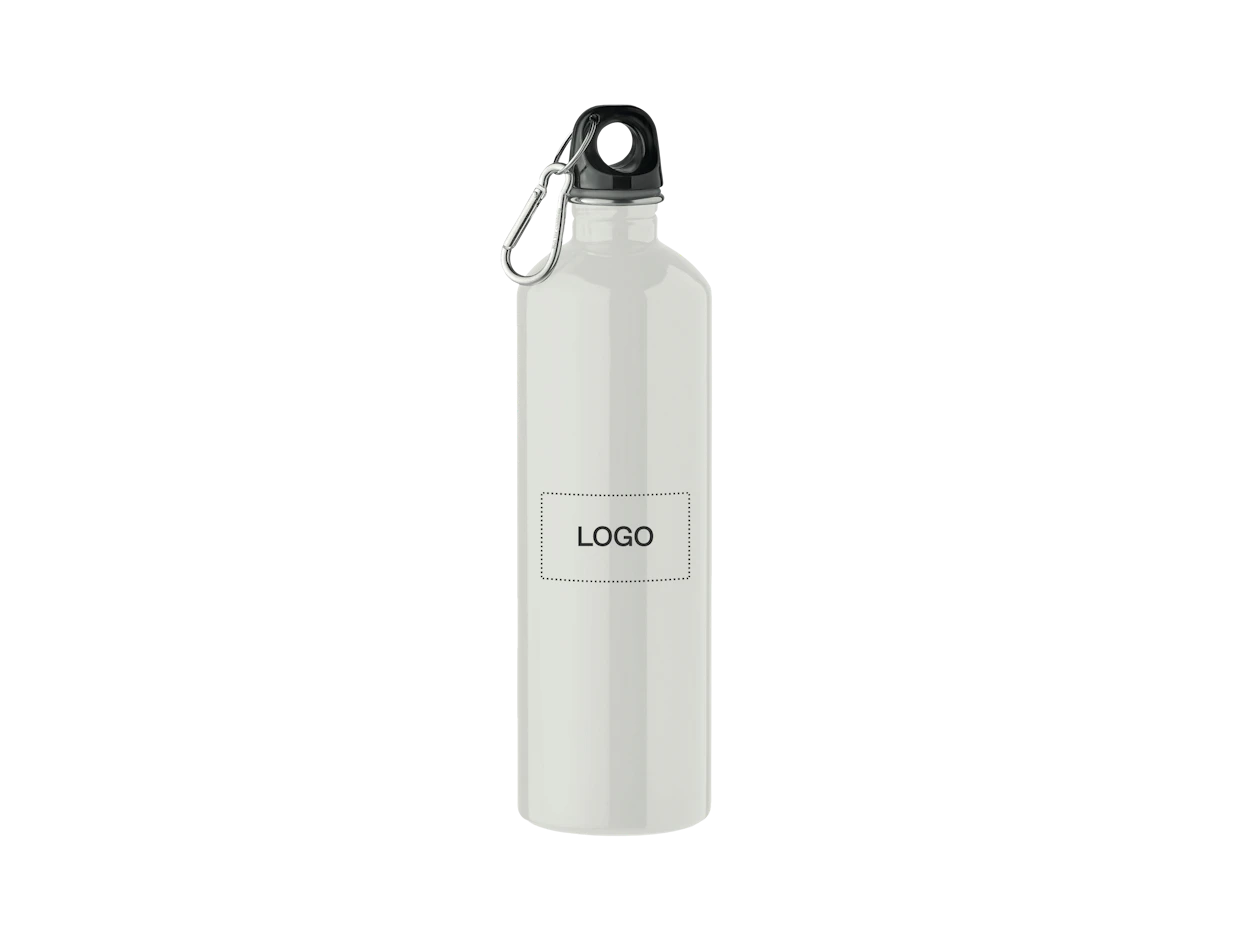 Bouteille simple paroi en acier inoxydable recyclé avec mousqueton 750ml personnalisée 1