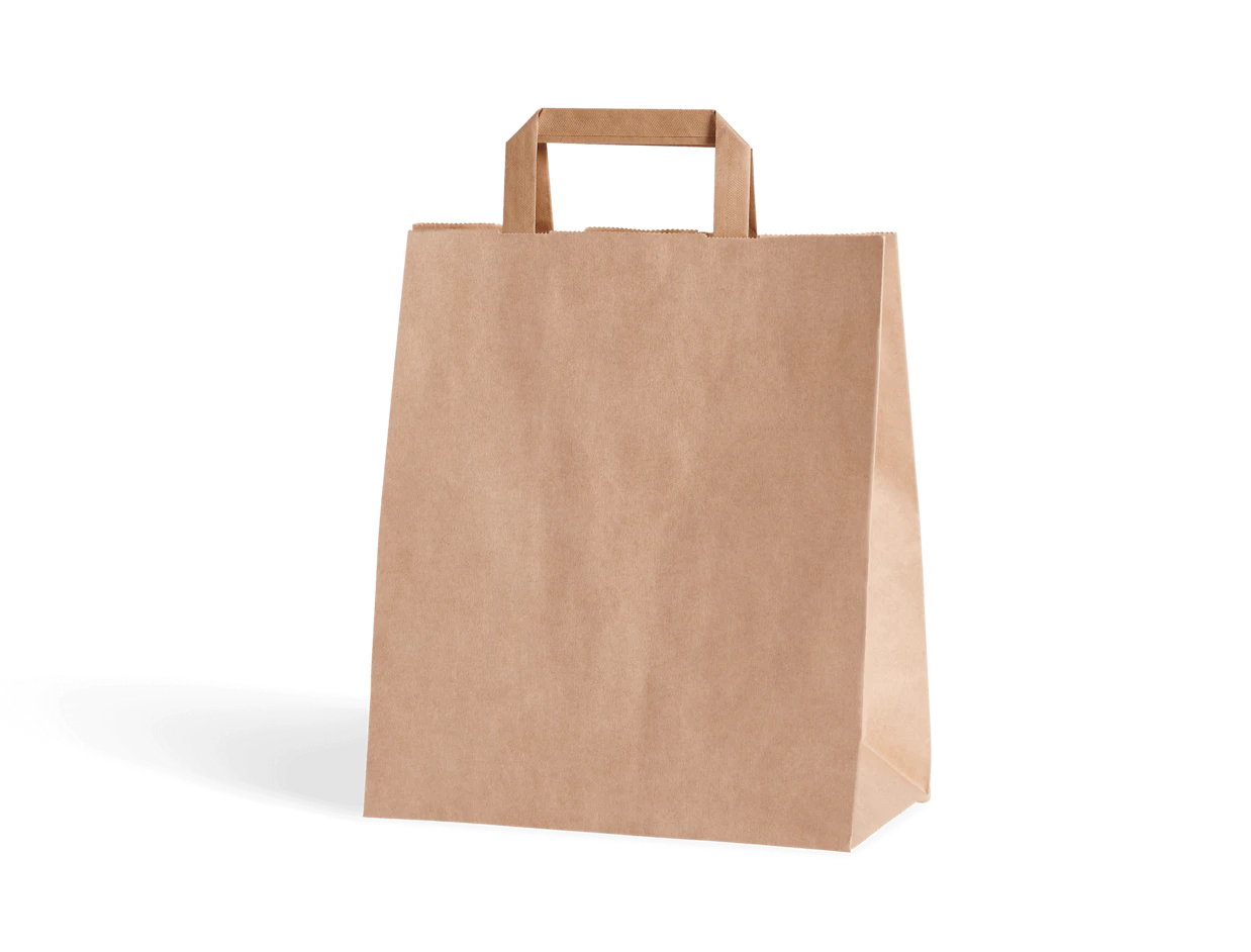 Paper bag with flat handle, brown 180x85x230 mm 1