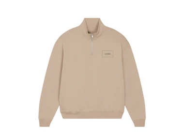 Bedrukte unisex zware katoenen sweater met quarter-zip