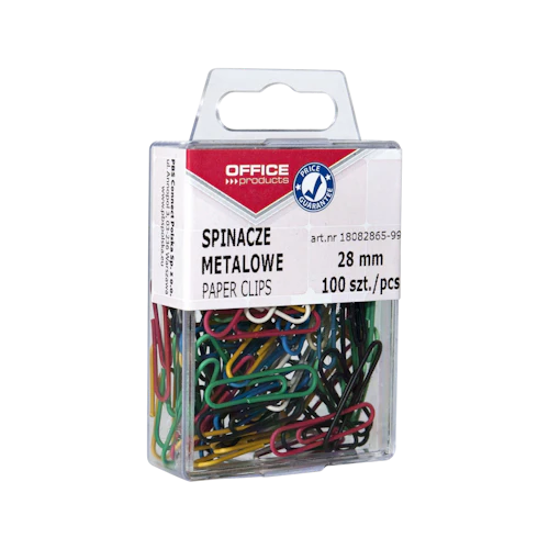 Spinacze biurowe powlekane plastikiem OFFICE PRODUCTS, 28 mm, 100 szt.