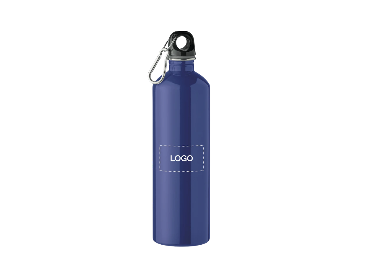 Bottiglia acciaio inox riciclato parete singola con moschettone 750ml personalizzata 1