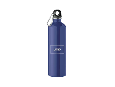 Bottiglia acciaio inox riciclato parete singola con moschettone 750ml personalizzata