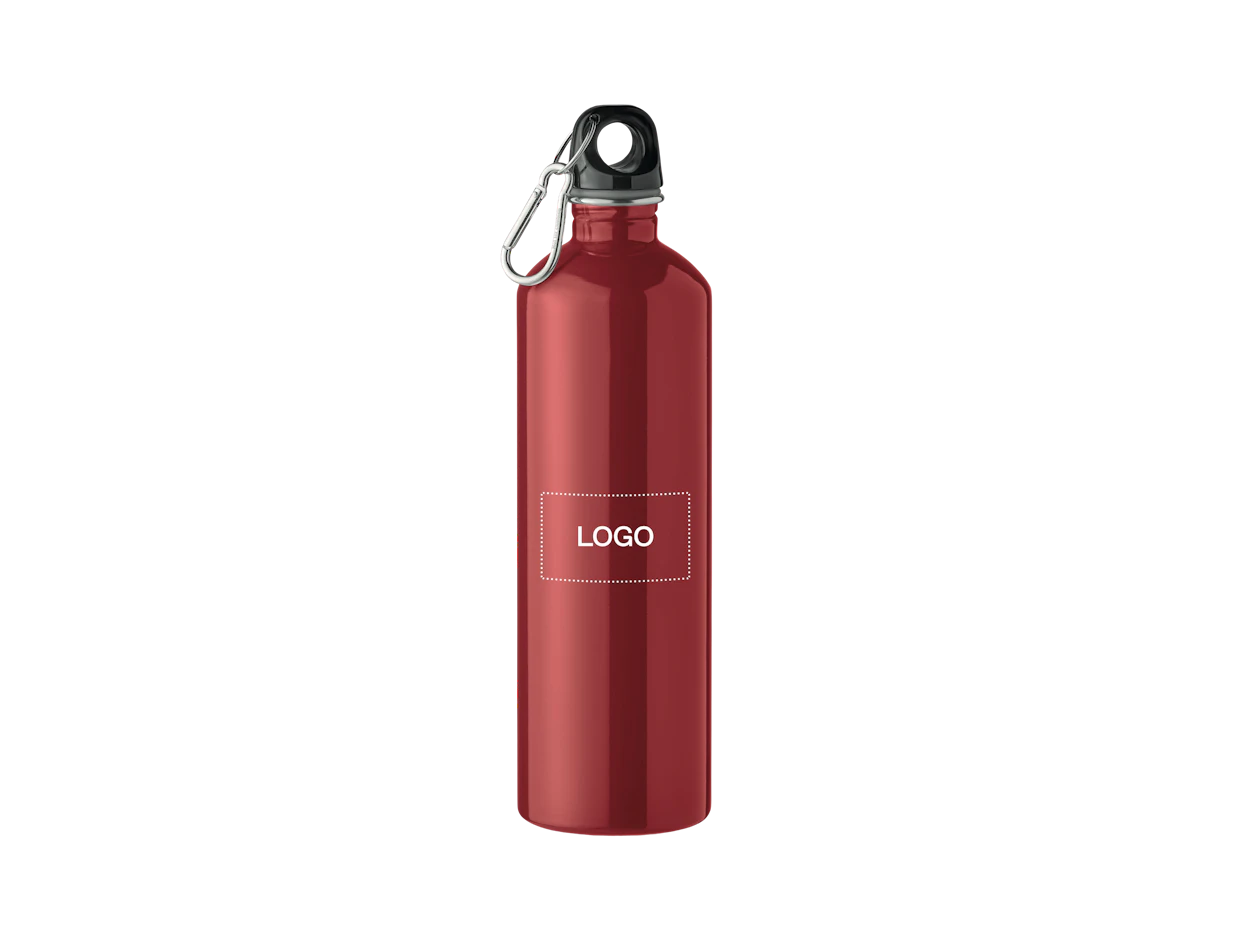 Bouteille simple paroi en acier inoxydable recyclé avec mousqueton 750ml personnalisée 1