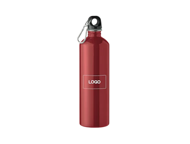 Bottiglia acciaio inox riciclato parete singola con moschettone 750ml personalizzata