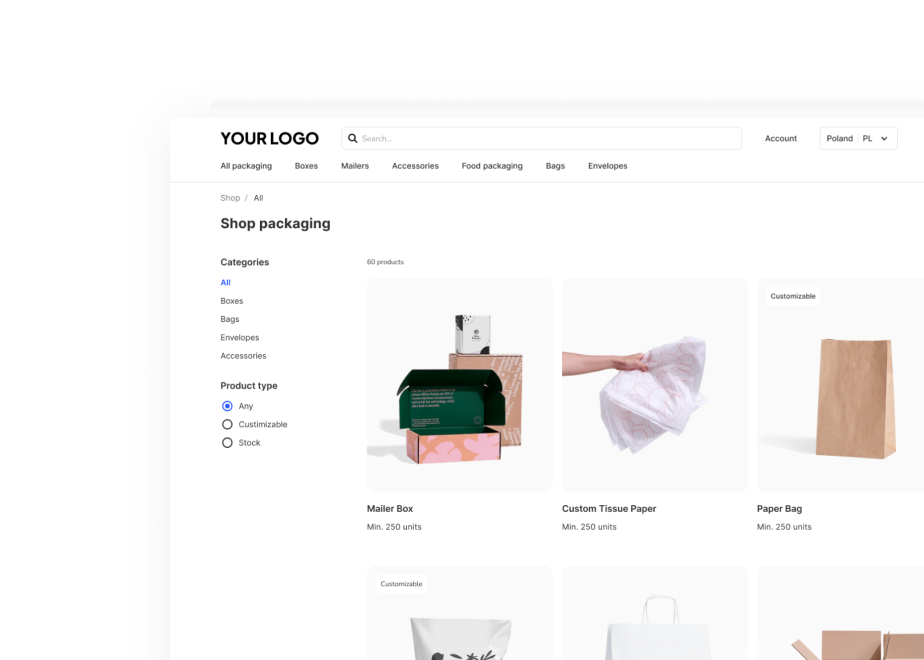 Create il vostro negozio di imballaggi
