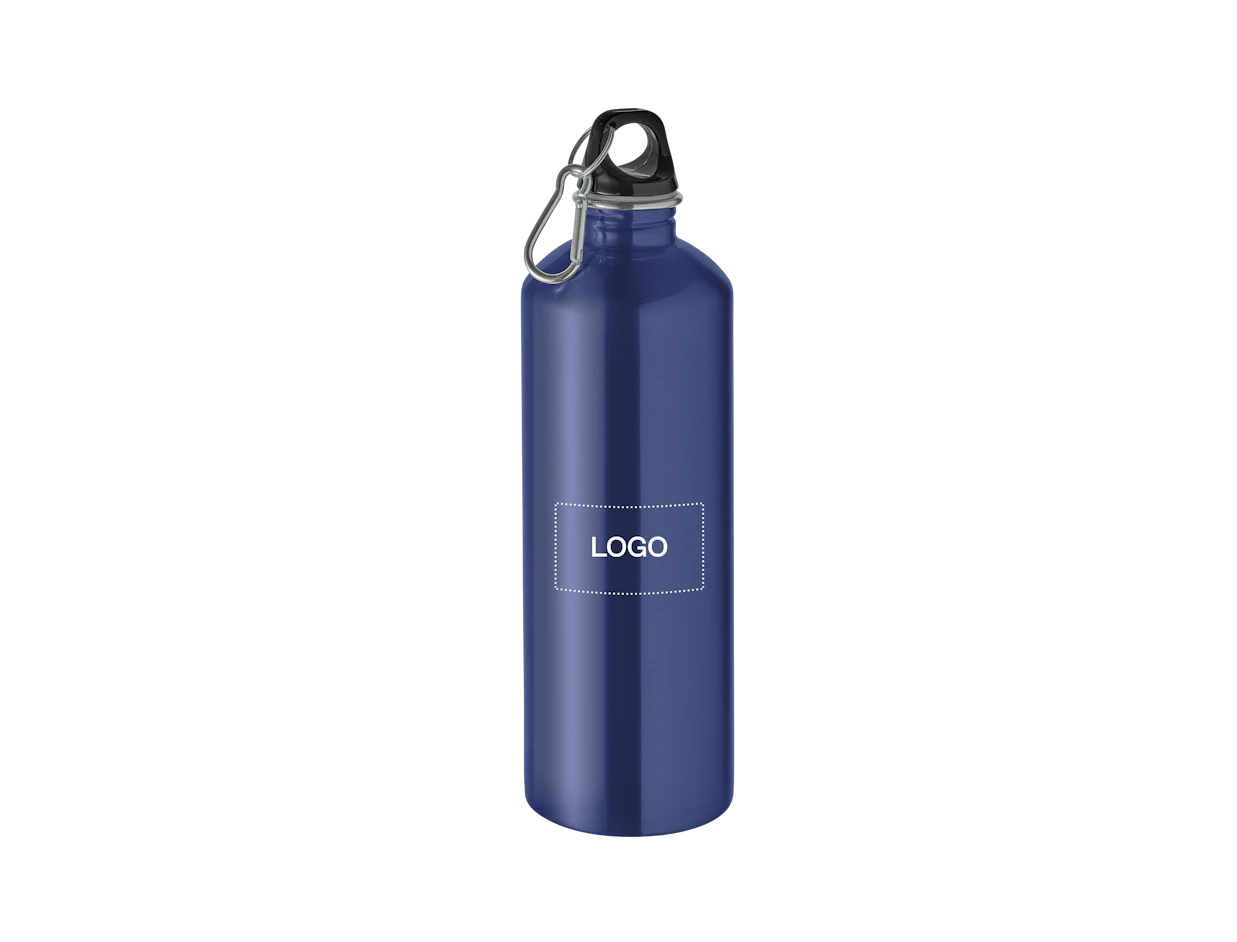 Bottiglia acciaio inox riciclato parete singola con moschettone 1000ml personalizzata 1