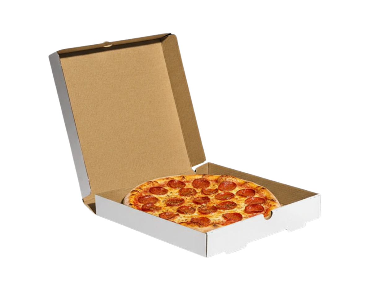 Caja para pizza, blanco-marrón 32x32x4 cm 2