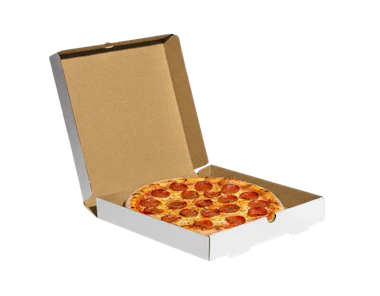 Caja para pizza, blanco-marrón 32x32x4 cm