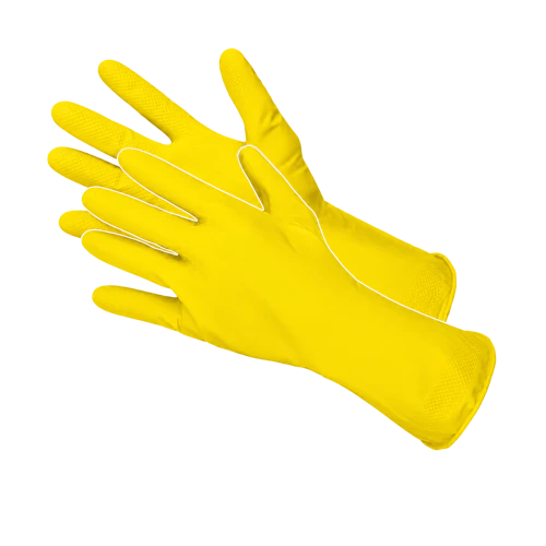 Gants ménagers en latex floqués taille L