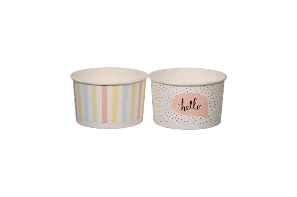 Recipiente de papel para helados y postres, estampado pastel 245 ml 1