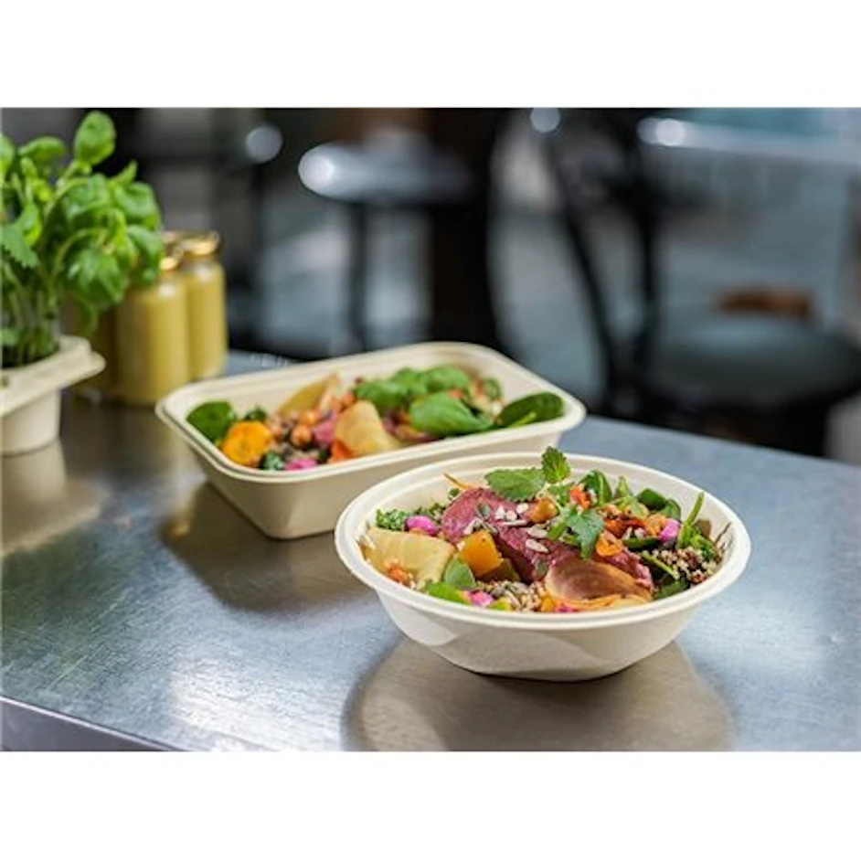 Paper fiber bowl, 900 ml, diameter 195 mm, kraft 2
