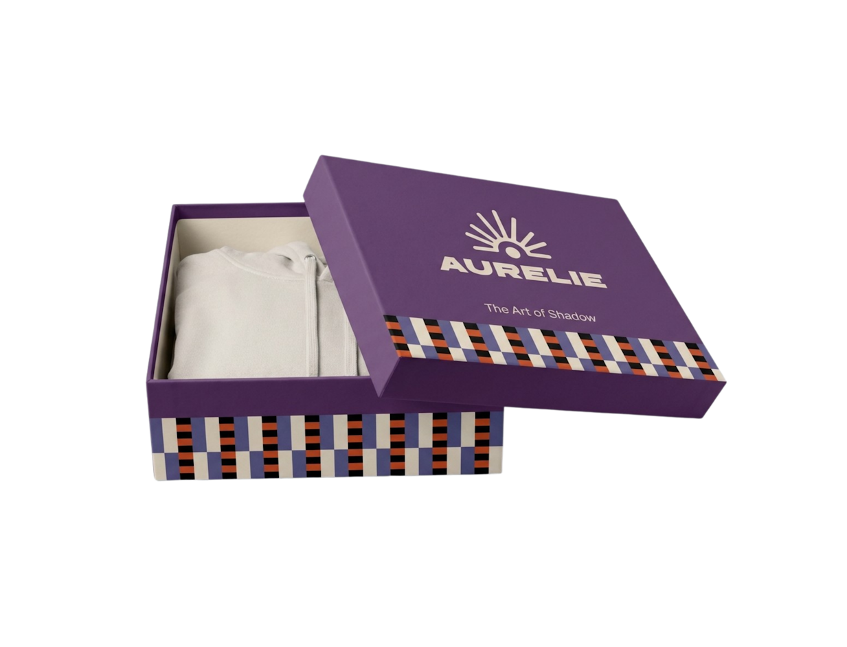 Scatola rigida con coperchio personalizzabile per felpa 1