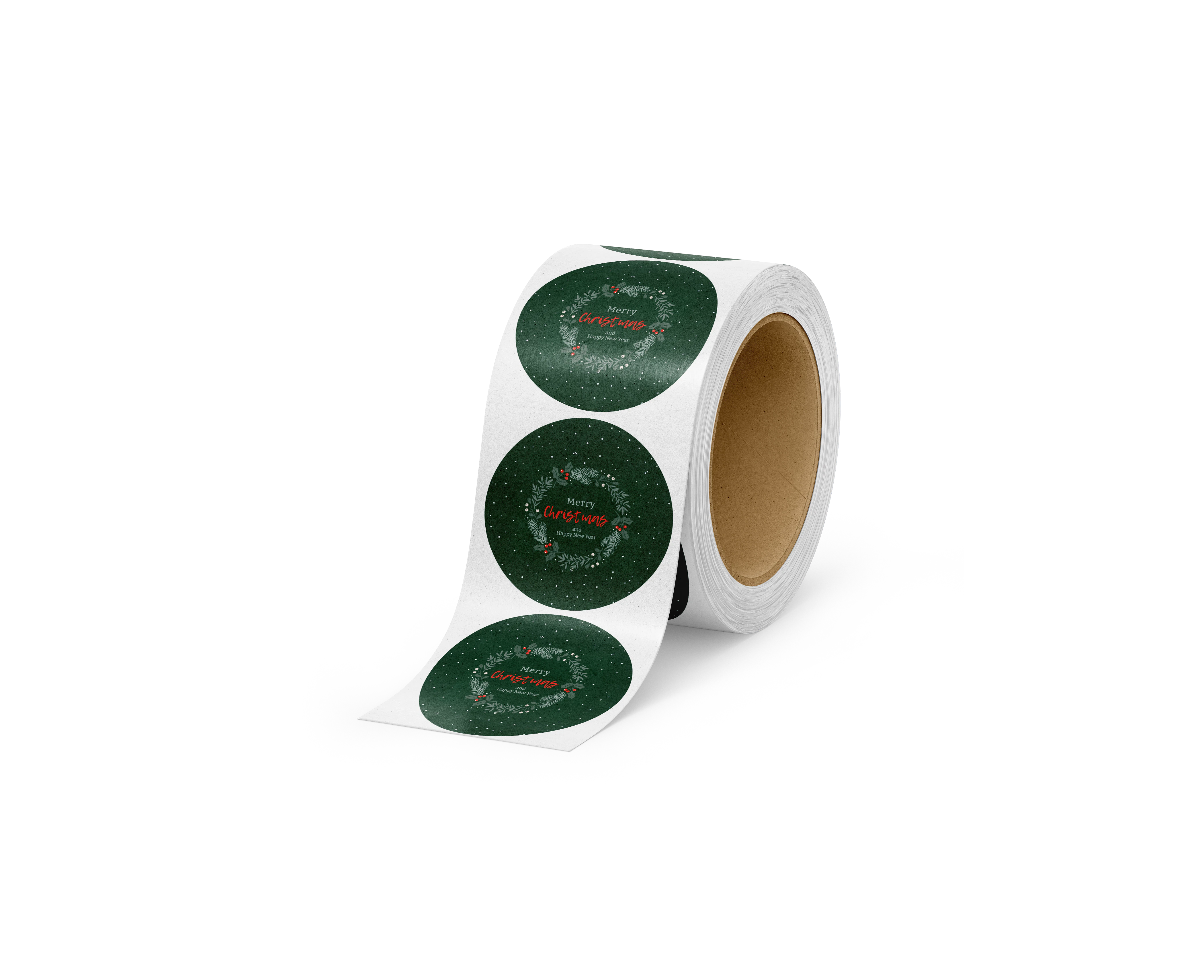 Custom Christmas Round Labels on a Roll
