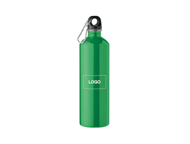 Individuelle einwandige Flasche aus recyceltem Edelstahl 750 ml mit Karabiner