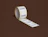 Roll of round white custom labels with black lettering