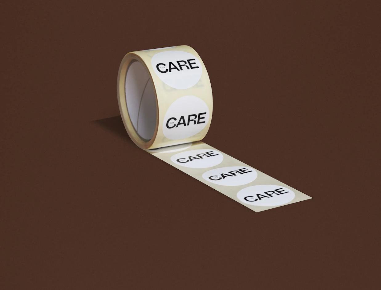 Roll of round white custom labels with black lettering