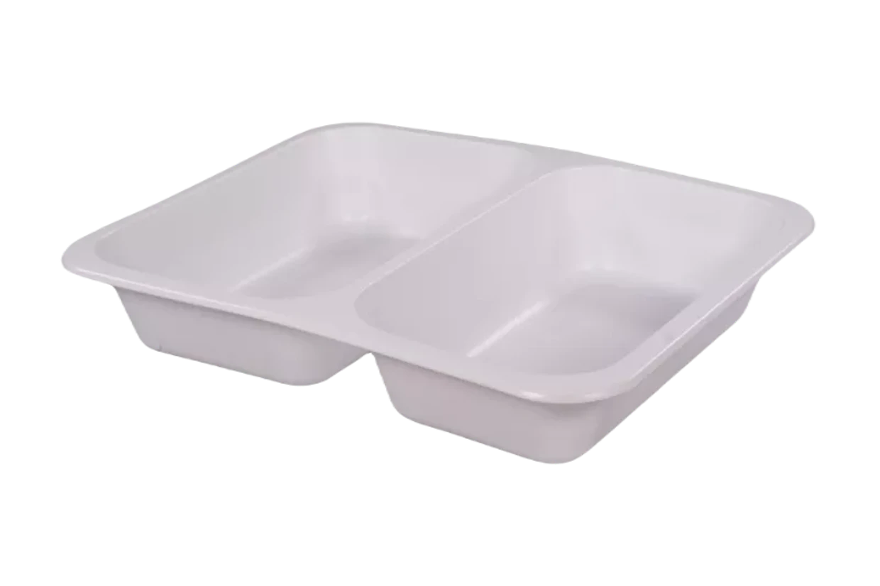 Sealable Plastic Food Container, white, 2 partitions, 227x178x50 mm 2