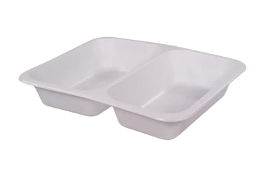 Sealable Plastic Food Container, white, 2 partitions, 227x178x50 mm