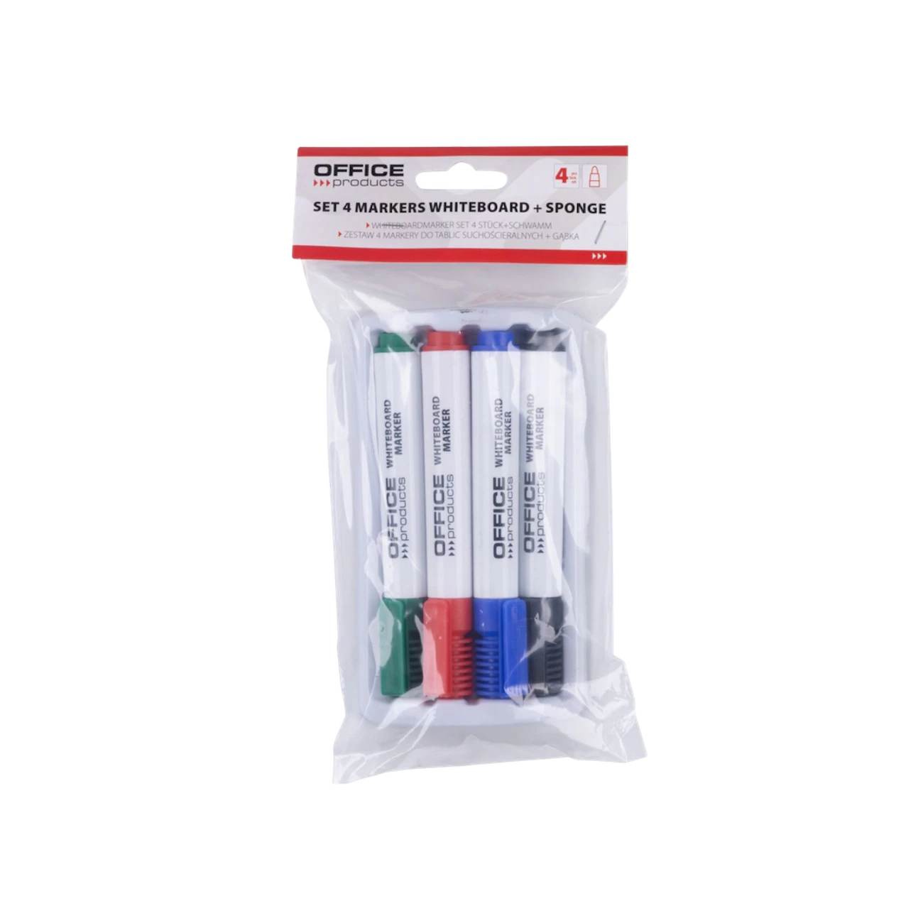 Zestaw markerów do tablic OFFICE PRODUCTS z gąbką magnetyczną, 4 szt.
