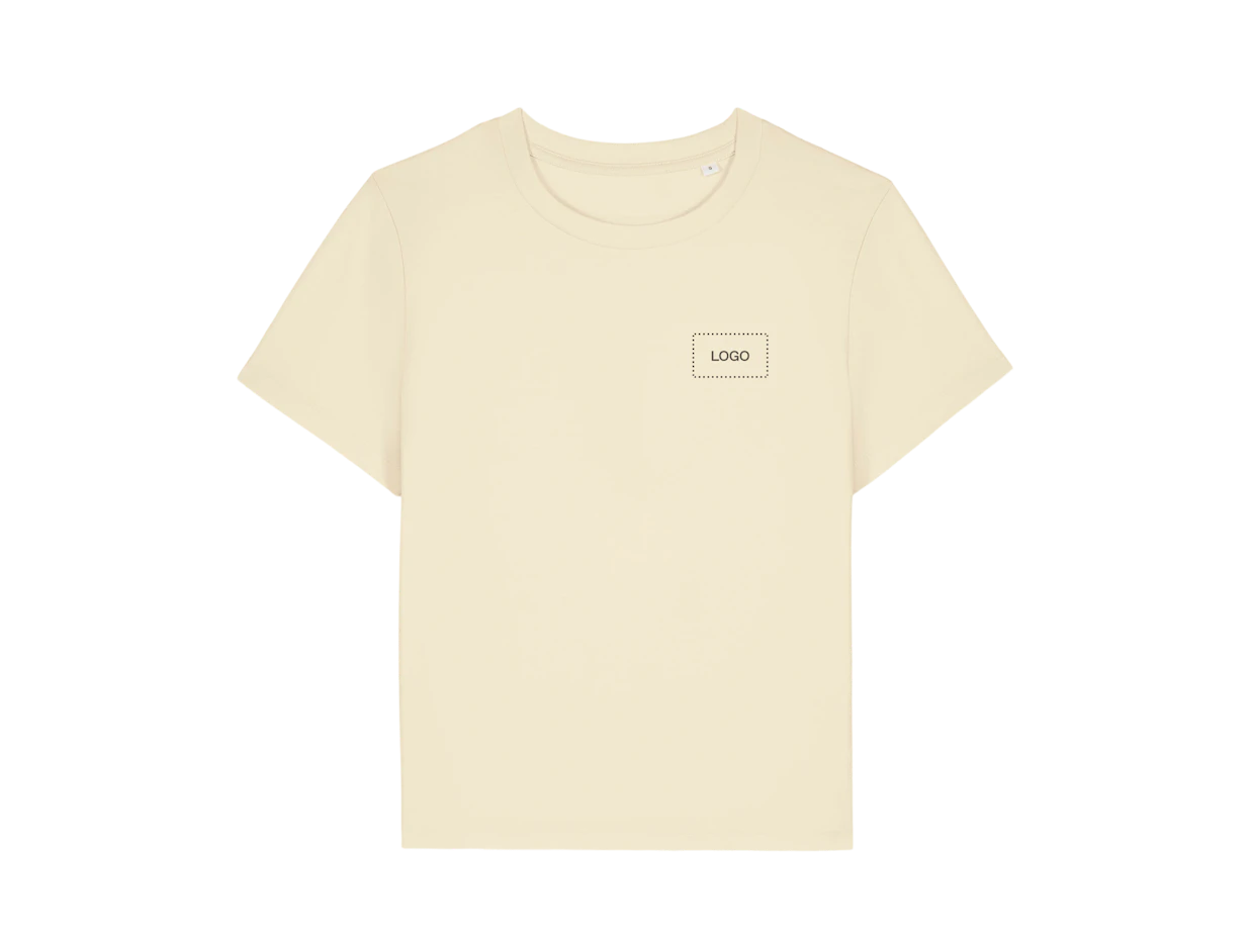 T-shirt femme en coton biologique de poids moyen personnalisé 1