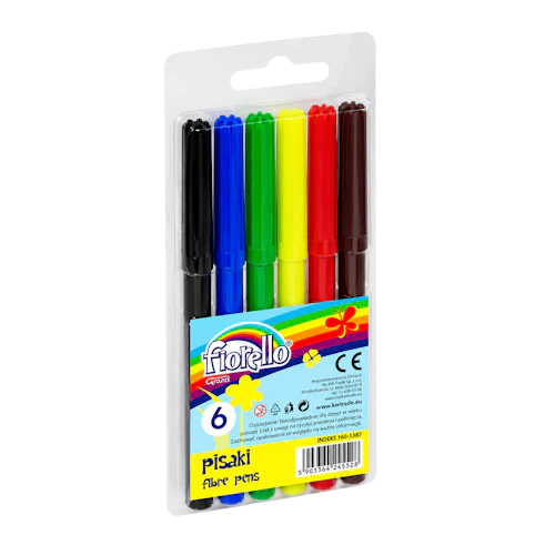 Feutres Grand Fiorello pointe ronde 2 mm 6 pcs coloris assortis