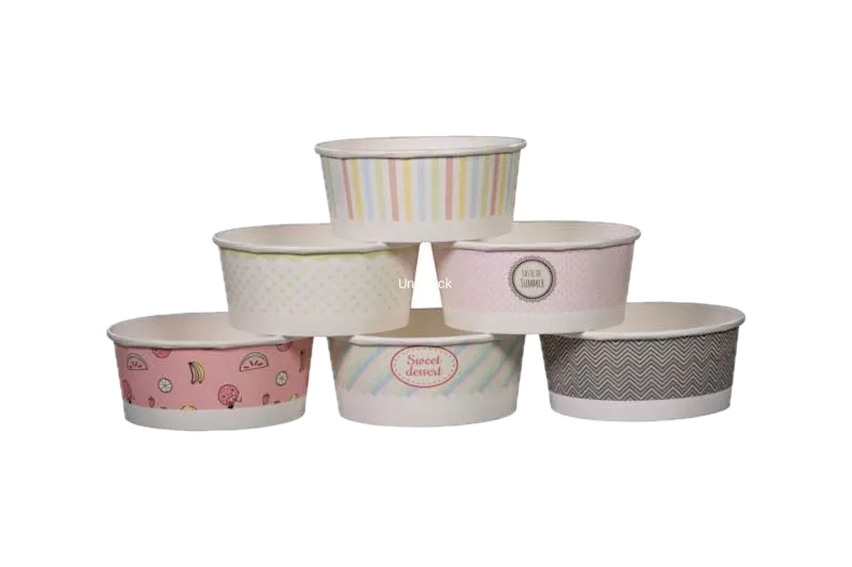 Paper container for ice cream and desserts, pastel pattern 350 ml 1