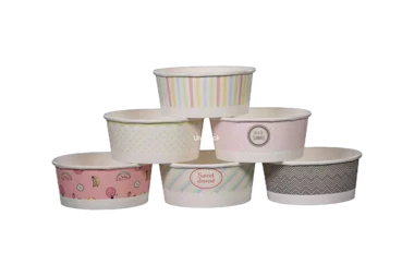 Paper container for ice cream and desserts, pastel pattern 350 ml